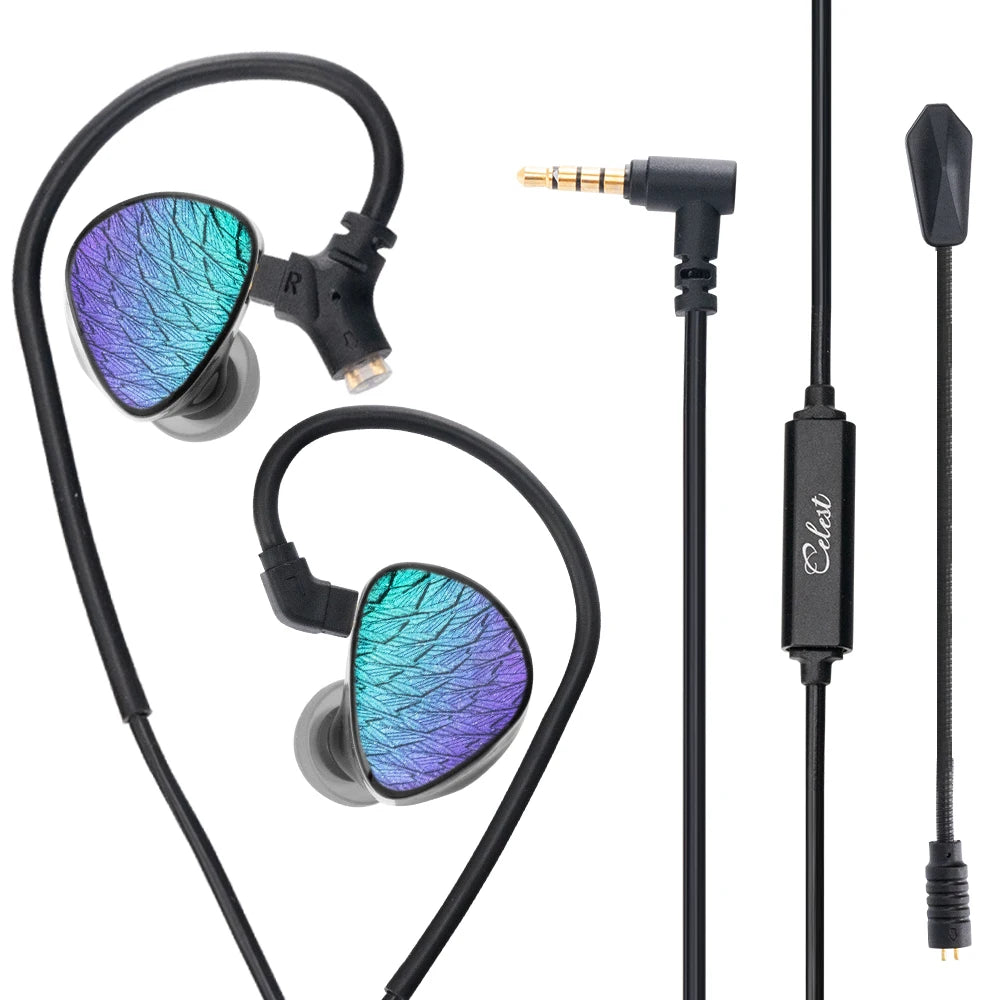 Celest Wyvern Black Remaster 10mm LCP 2.0 Diaphragm Custom Dynamic Driver in Ear Earphones with MIC Cable Headphones