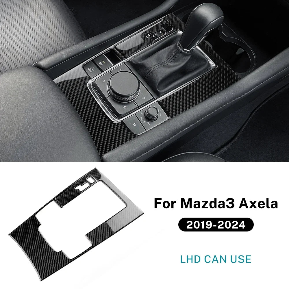 Mazda 3 Axela 2019-2025 Gear Shift Panel Trim Sticker Soft Carbon Fiber Black/Red