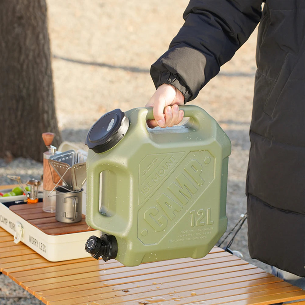 12L Outdoor Drinking Water Bucket with Spigot Water Container Large Capacity Water Storage Tank for Vehicle Car Camping Hiking