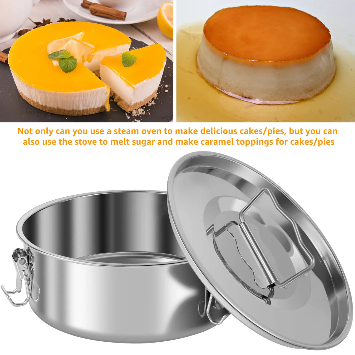Flan Pan Mold Stainless Steel Cake Baking Flan Maker Flan Mold Set Chocolate Cheesecake Pans Kitchen Supplies Cake Baking Tools