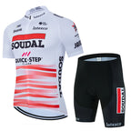 New 2026 SOUDAL Quick Step Men Summer Short Sleeve Cycling Jersey Set Breathable Quick Drying Cycling Clothes Shirt 19D Cushion