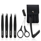 6pcs Professional Stainless Steel Precision Tweezers & Scissors Suitable for Eyebrow Trimming Facial Hair Removal Tool Gifts
