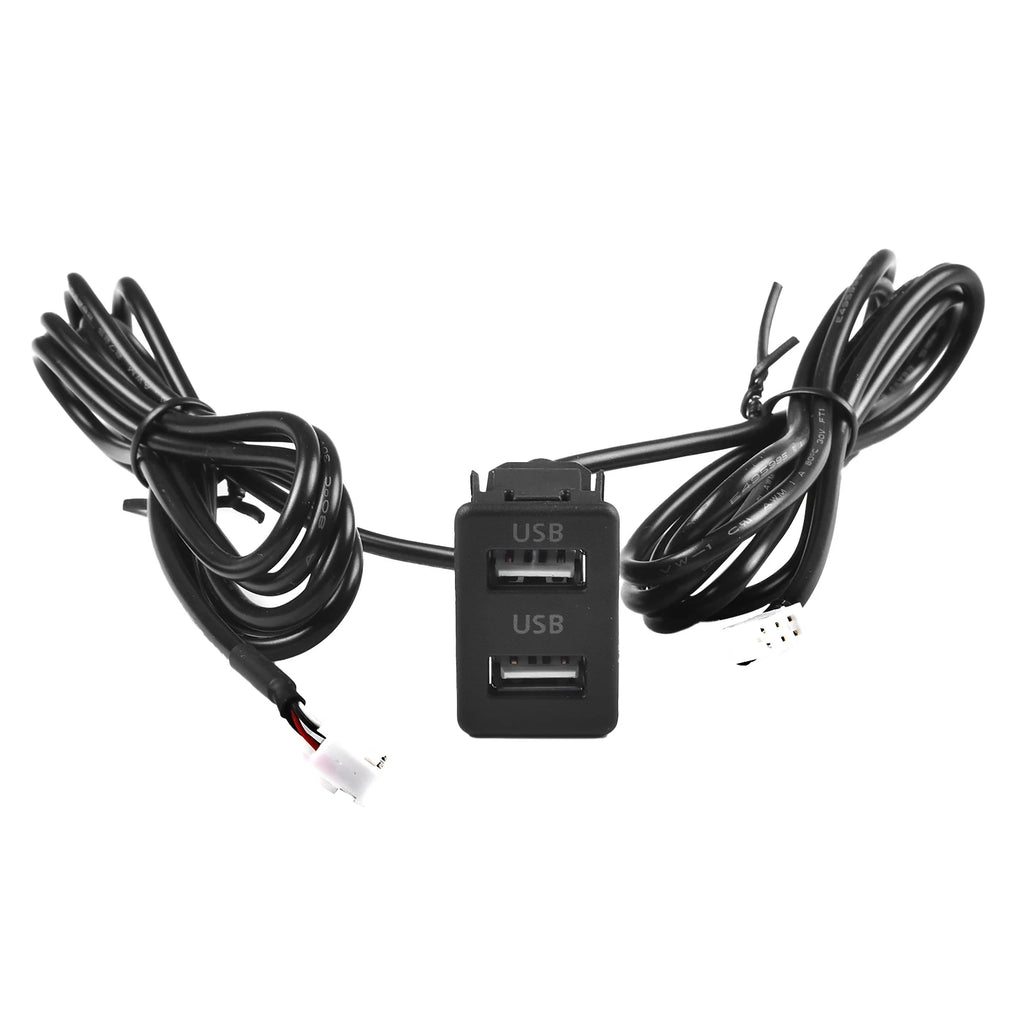 Car Dash Mount Dual USB Port Panel Interface Extension 145cm Cable Adapter Dual USB TypeC Port Panel AUX Extension Cable Adapter