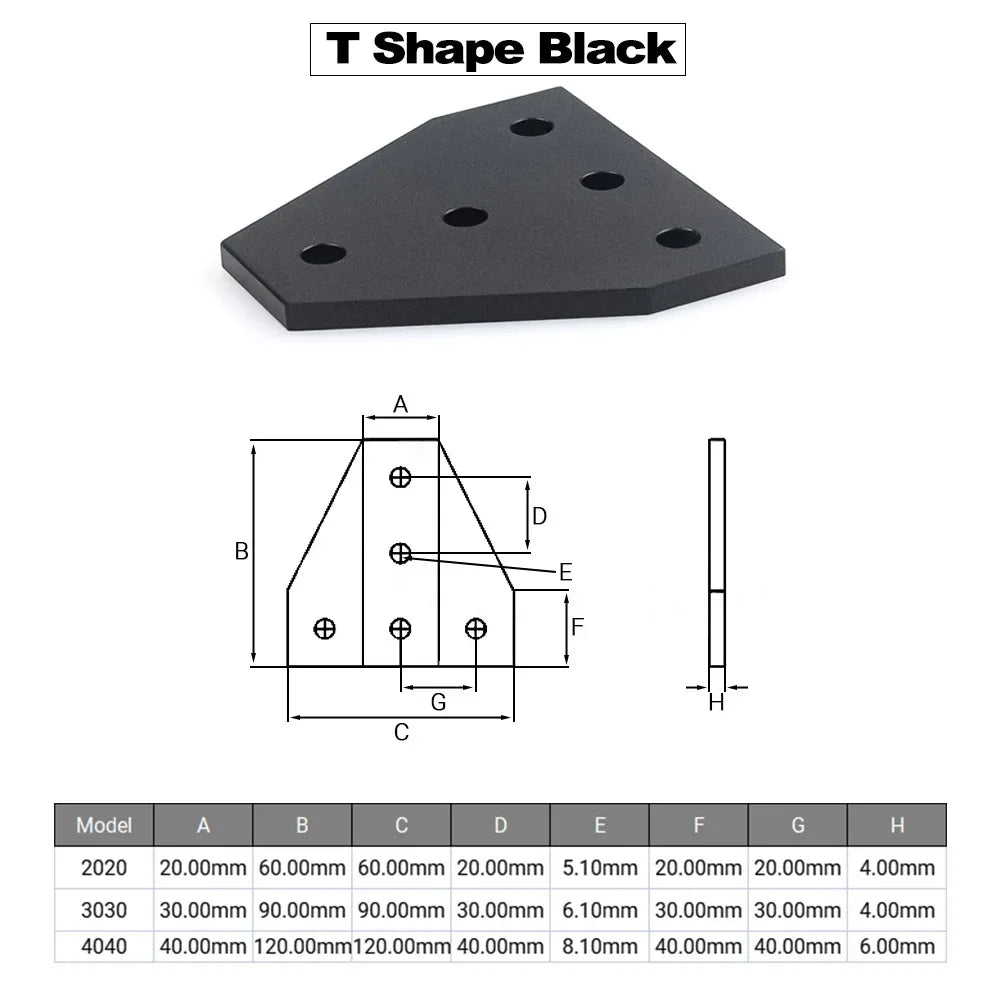 90° corner angle bracket plate, L/T, for 2020/3030/4040 aluminum profile, 4-10pcs