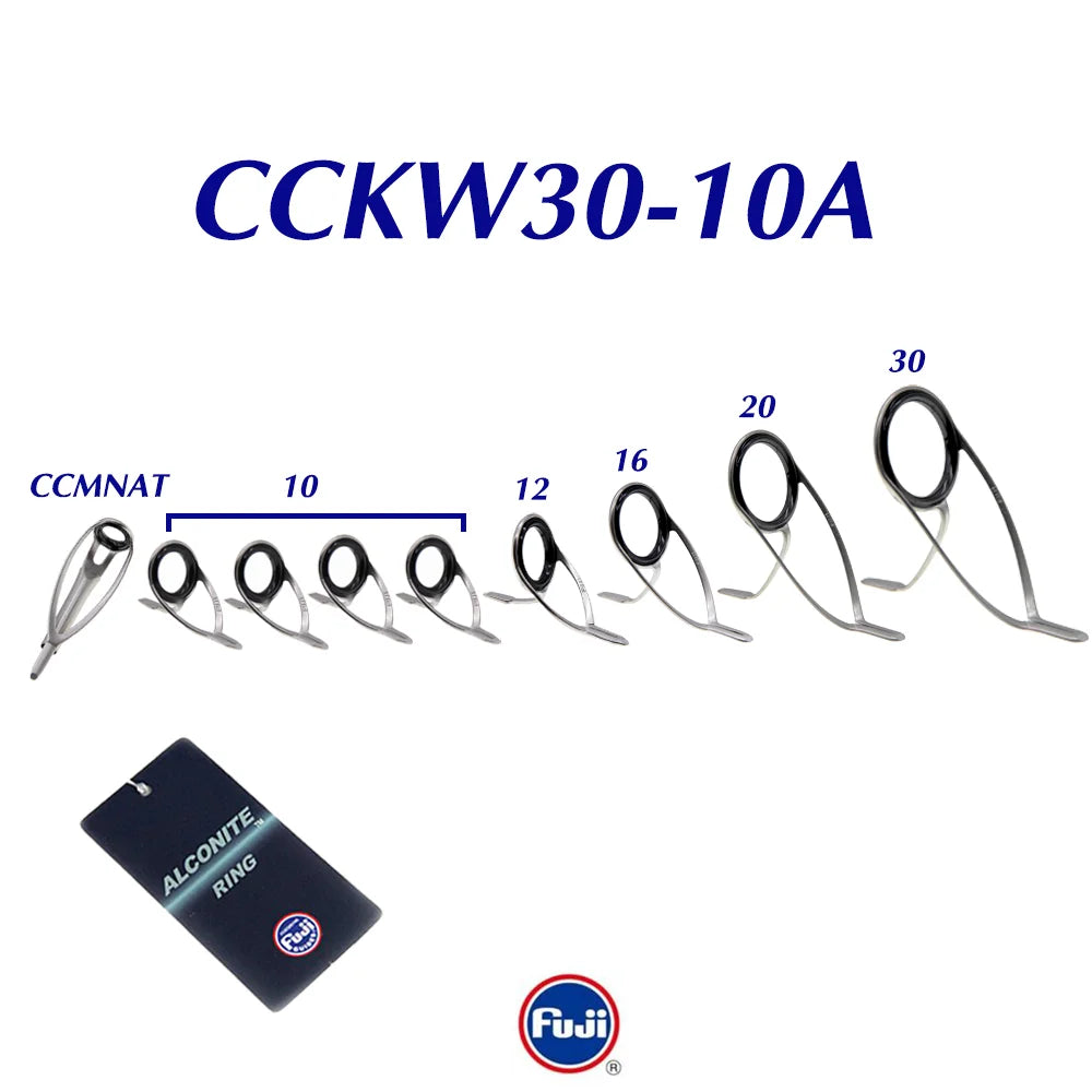 Original Fuji KW30-8A10A Silver or Dark Grey Color Alconite Guide set for Surfcasting Rod and Heavy Surf Fishing Rods components