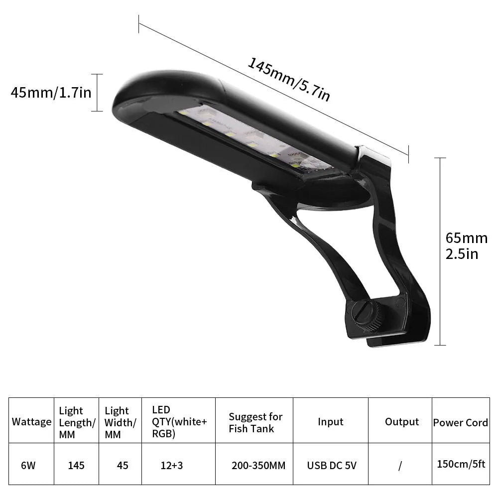 USB Aquarium Timer Led Lights For Fish Tank Full Spectrum Fish Tank Light LED Lamp for Water Plants Aquatic Lamp Light 6W/9W/12W