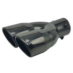 Universal Double Outlet Exhaust Tip Muffler Tailpipe 58mm/73mm Black or Silver Straight/Curved