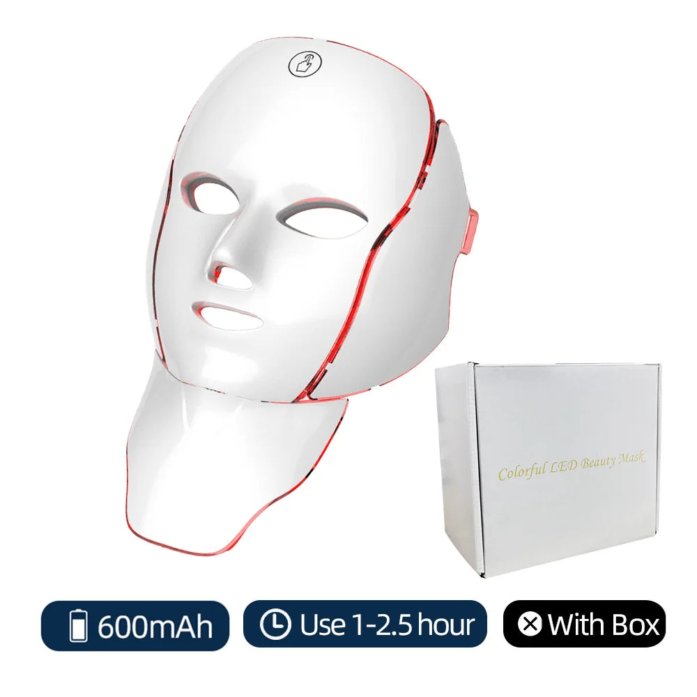 Face Neck Beauty Mask 7 Colors Light LED Mask Photon Red Light Facial Skin Care Repair Skin Anti Aging Wrinkle Skin Tightening