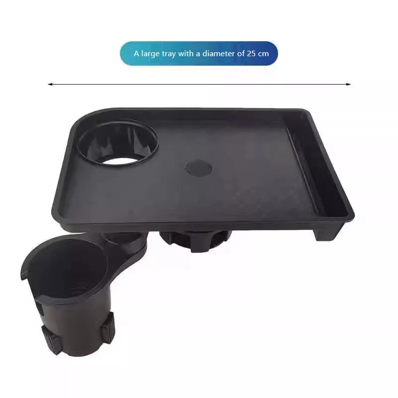 Car Seat Tray Table with Double Cup Holder, Adjustable Portable Food & Drink Holder, Black