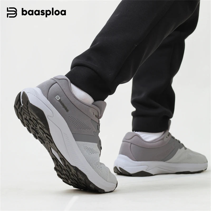 Baasploa New Hiking Shoes Men Casual Mesh Breathable Elastic Buckle Sneakers Male Outdoor Lightweight Non Slip Walking Shoes