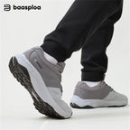 Baasploa New Hiking Shoes Men Casual Mesh Breathable Elastic Buckle Sneakers Male Outdoor Lightweight Non Slip Walking Shoes
