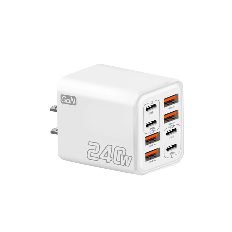 2026 New 240W Multi Port Charger Pd Smartphone Super Fast Charging 4usb-4type-C Charging Head EU US UK Adapter