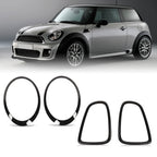 4pcs Gloss Black Headlight & Taillight Surround Cover Trims For Mini R56 R57 R58 R59 Cooper S & JCW 2007-2015