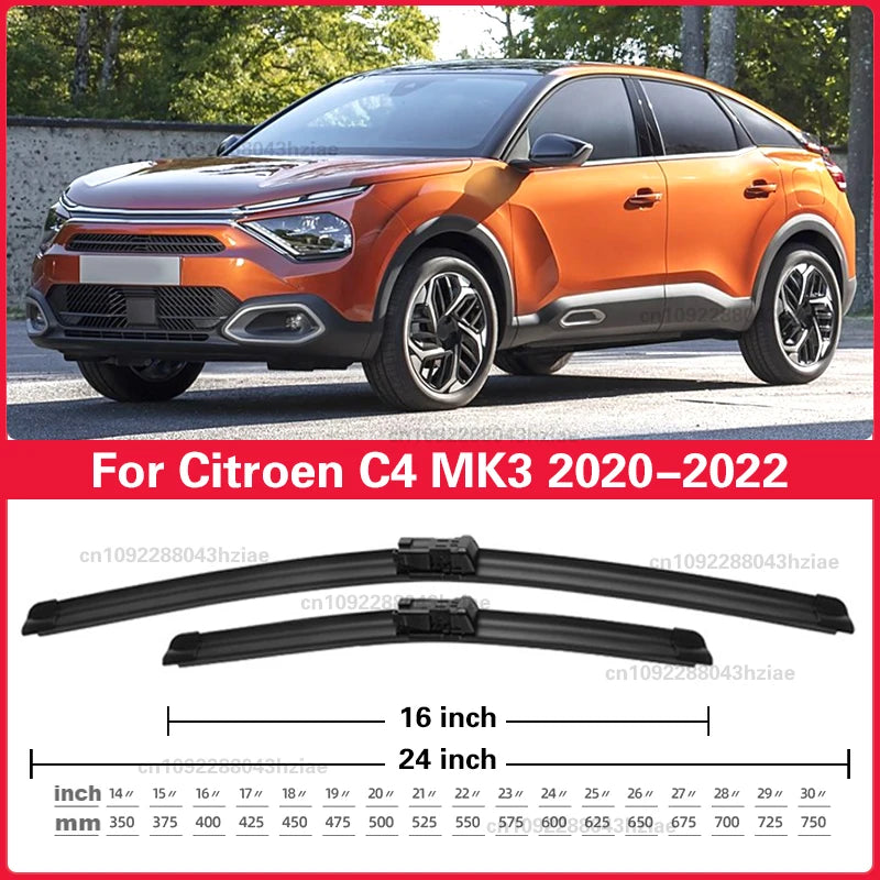 For Citroen C4 MK3 C4X C41 2020 2021 2022 Wiper Front Wiper Blades 24"+16" Windshield Windscreen Window Brushes Car Accessories