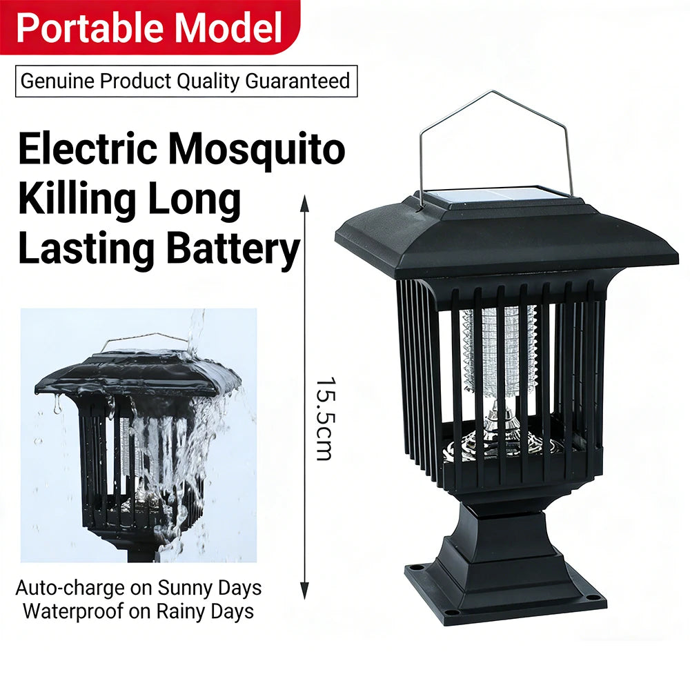 1 Pcs Solar Bug Zapper Outdoor Indoor Waterproof Mosquito Killer Lamp with White and UV Light Portable Cordless Mosquito Insect