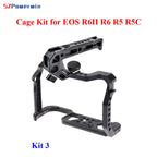 Powerwin Camera Cage For Canon EOS R6 Mark II R6II R6 R5 R5C wooden Handgrid Handle Kit Aluminum Alloy Arri Locating Screw