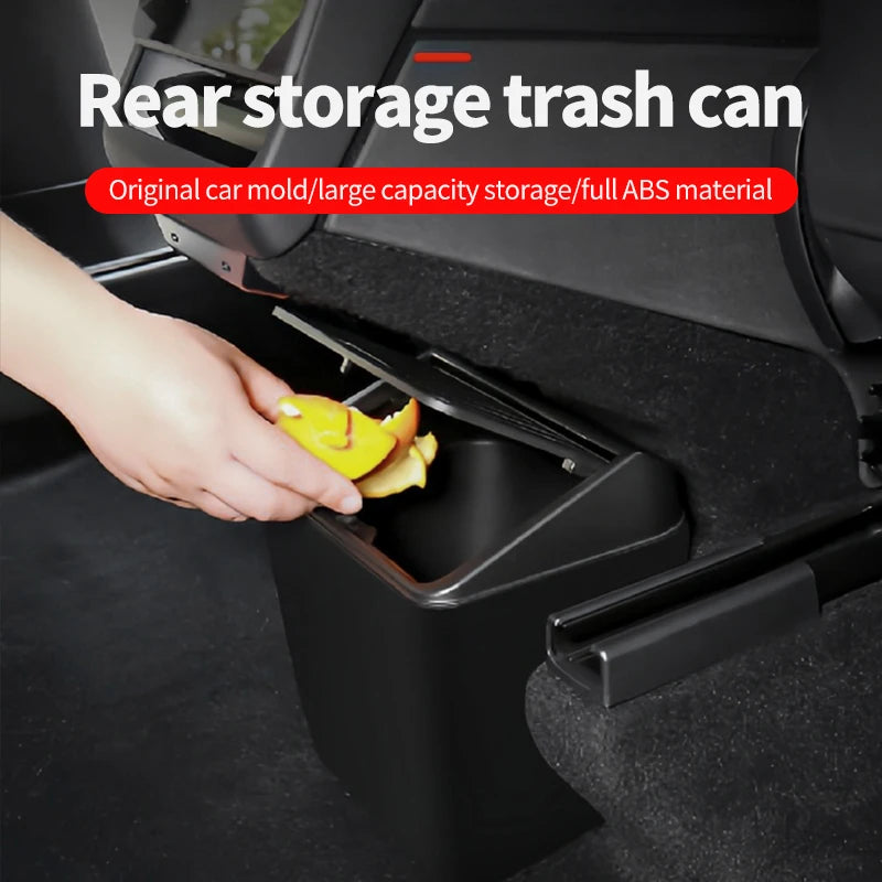 Futhope Rear Trash Can for Tesla Model Y Juniper Storage Box Cover Press Open Design Non-Destructive Installation