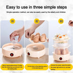 Automatic Power Off Egg Boiler Mini Multi-layer Breakfast Machine with Measuring Cup Egg Poacher for Home Dormitory