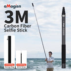 3m Invisible Selfie Stick Carbon Fiber Extended Monopod 118" for Gopro 13 Insta360  X4 X5 DJI Osmo 360/Action 5 Pro Accessories