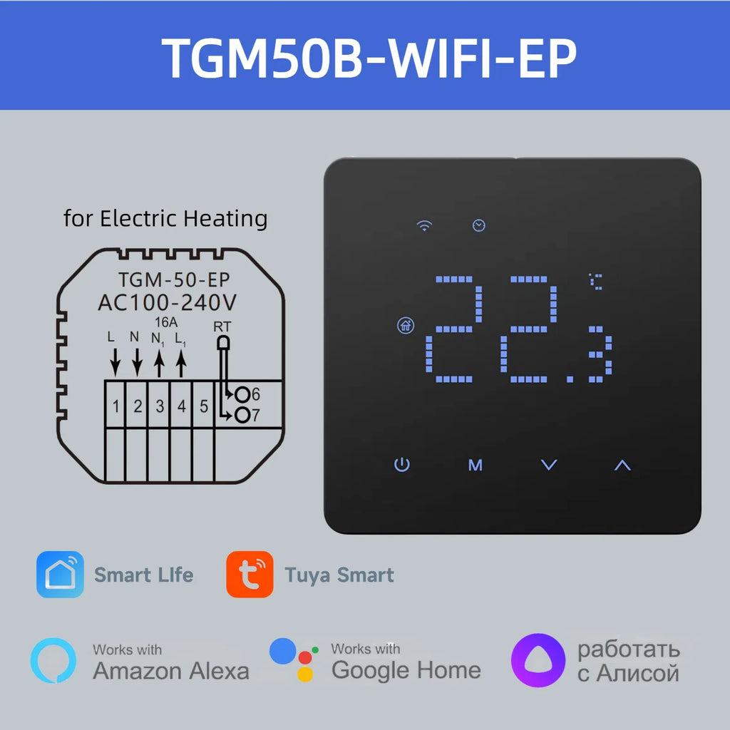 Beok Tuya Wifi Room Thermostat Underfloor Heating System Thermoregulator for Gas Boiler Electric Heating with Alexa Google Home
