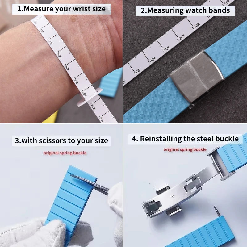 New Design CTS Fluororubber Watch Strap 18mm 19mm 20mm 22mm Quick Release Original Buckle Watch Bands FKM Strap For Cut To Size