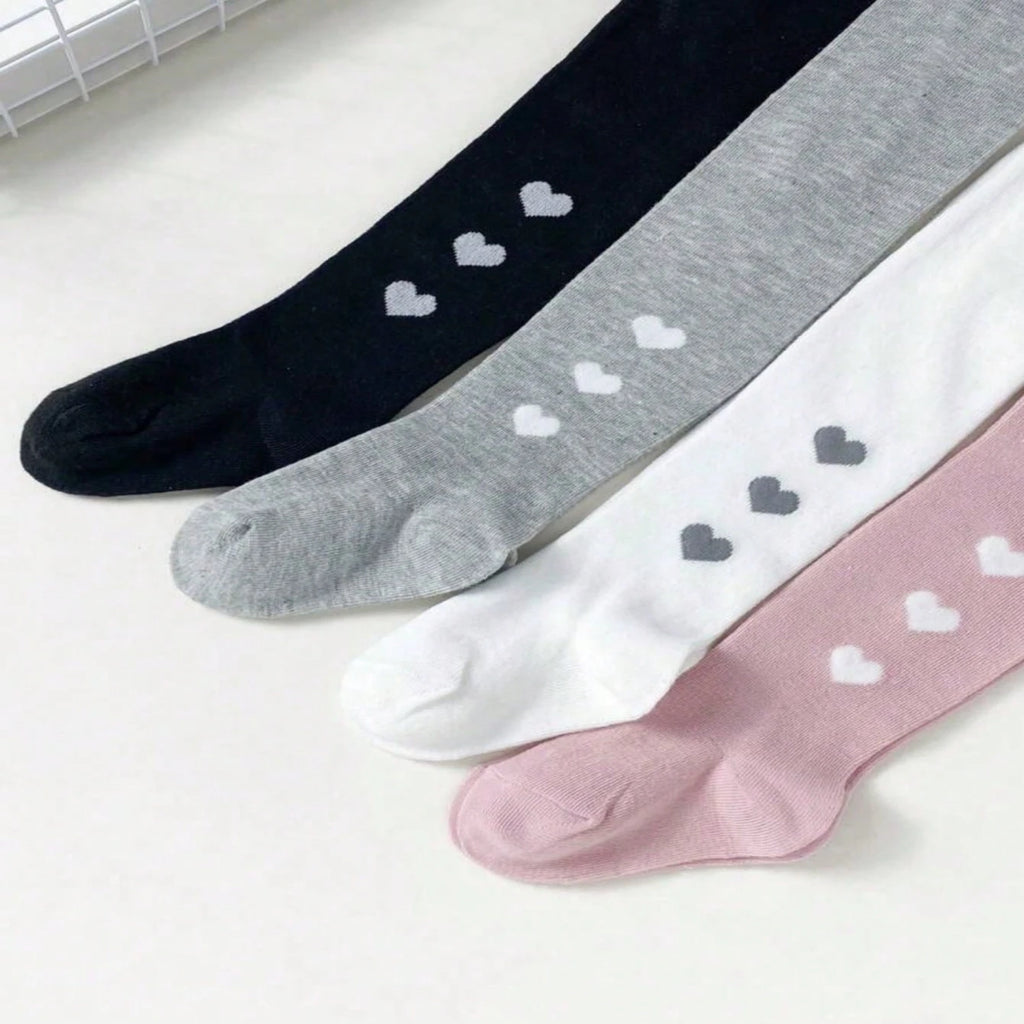 4 Pieces Children's Baby Girl's Toddler Solid Tights - Perfect For School, Dancing & Play