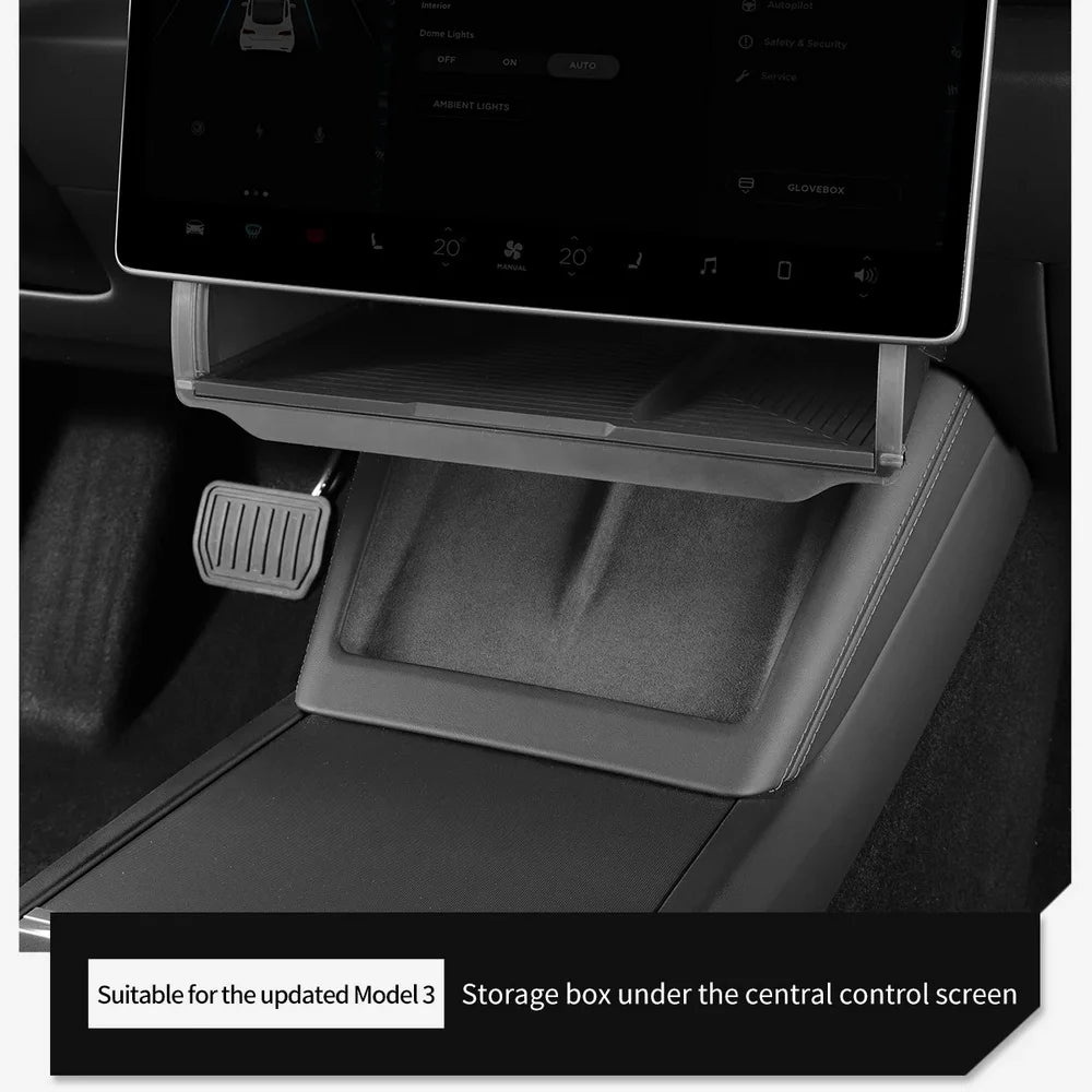 For Tesla New Model 3 Y Juniper Highland 2025-2020 2026 Car Hidden Under Screen Storage Box Central Control Organizer Case Tray
