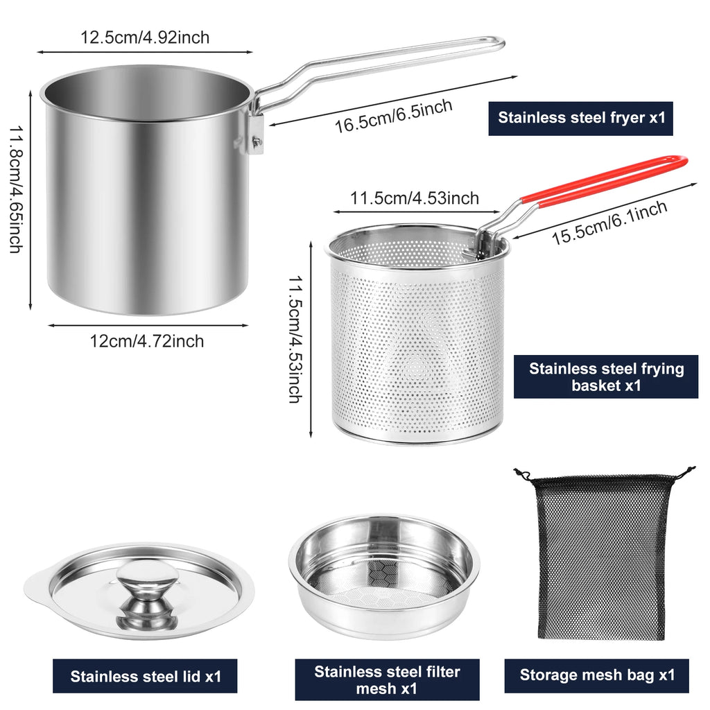 Deep Frying Pot Stainless Steel Fryer Pan Fry Pot with Basket and Lid Food Grade Deep Fryer Chicken Fried Chicken Cooking Tools