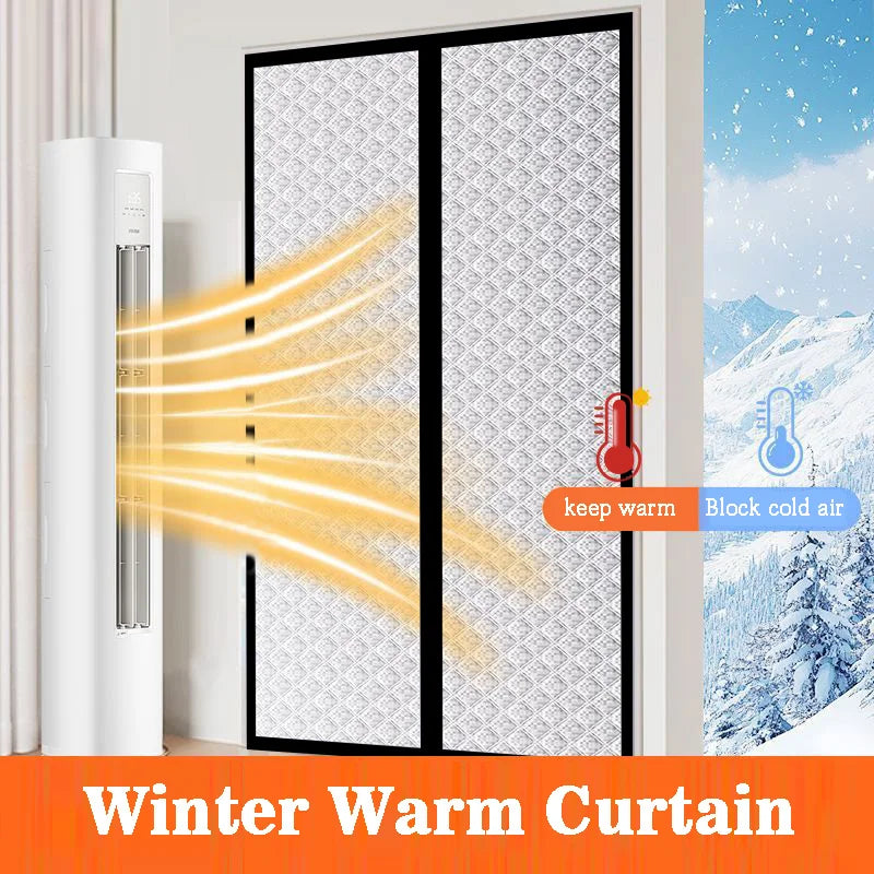 Magnetic thermal door curtain windproof insulated partition, no-drill, 100x180-250cm
