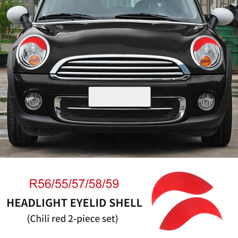 ABS Glossy And Matt Black Color Angry Eyelid For MINI Cooper F65 F66 F54 F55 F56 F57 R55 R56 R57 R58 R59 Car headlight sticker