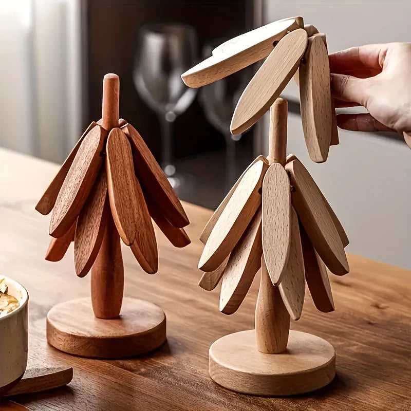 Tree Design Stand Bamboo Wooden Trivets Decorative Anti Scald Heat Resistant Table Mat Coaster Wood   Placemats Pot