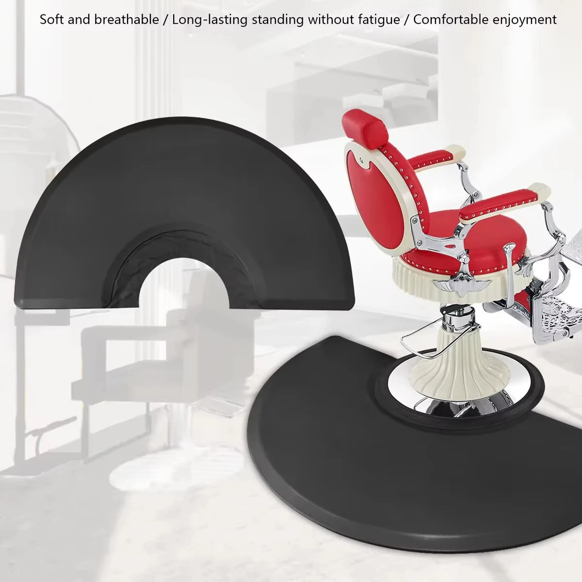 Barber chair floor mat pad, waterproof anti-slip rubber anti-fatigue pressure relief, Style A
