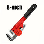 Heavy Duty Straight Pipe Wrench, Adjustable Aluminum Plumber Wrench, Red, 8in/12in