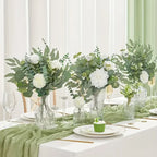 Artificial Eucalyptus Leaf Stems Bundle 50-90pcs Mixed Willow & Silver Eucalyptus for DIY Decor