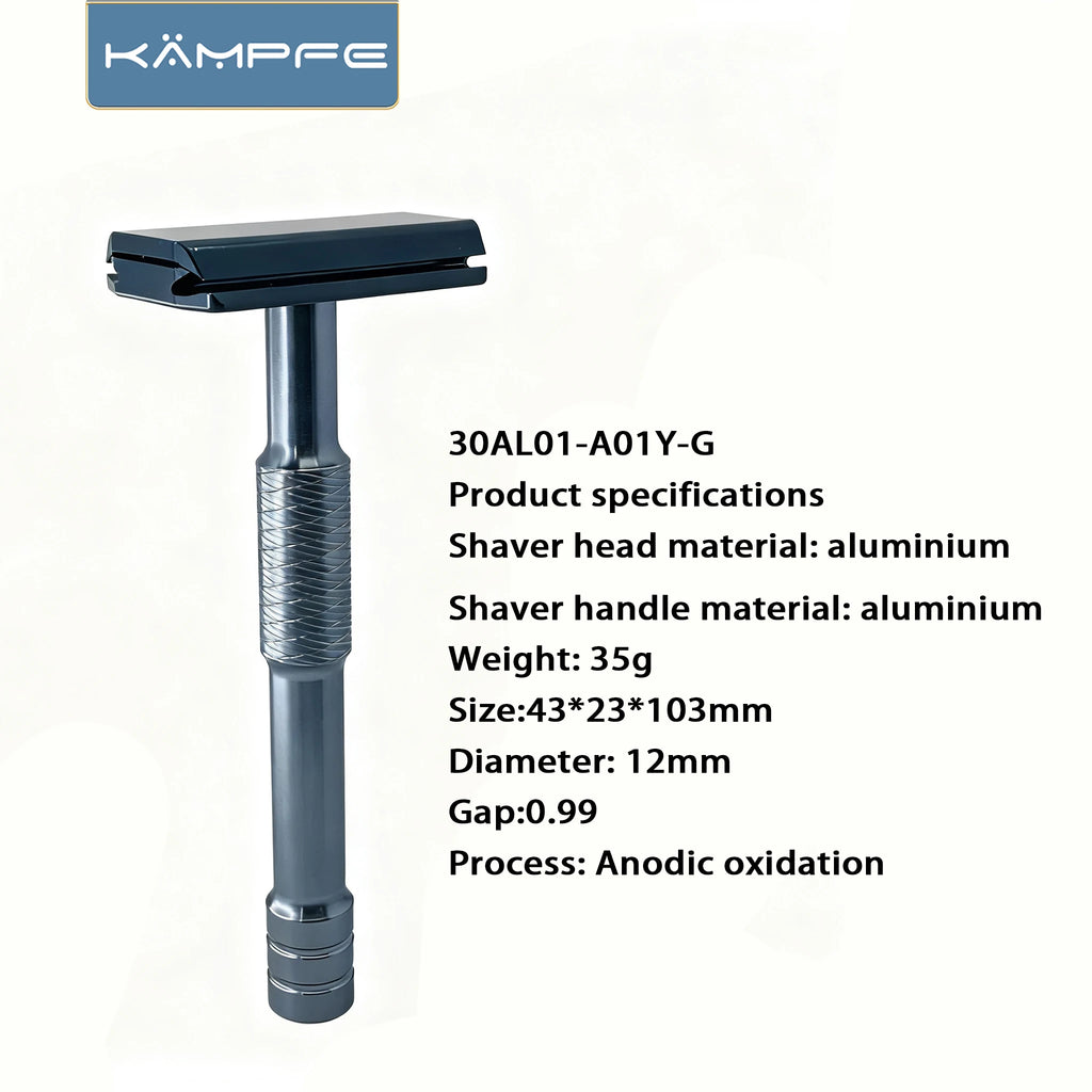 Kampfe Vintage Double-Edged Razor Non-Slip Aluminium Wet Grooming Shaver Classic for Men & Women