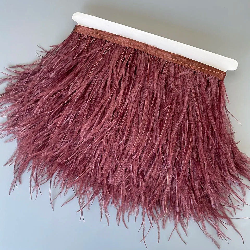 Ostrich Feathers Trim 13-18CM 5-7inch Feather Plumes Ribbon Selvage For DIY Wedding Dress Decoration Crafts Accessories
