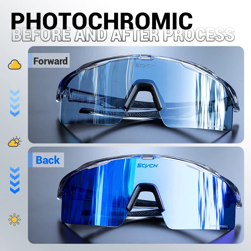 KAPVOE UV400 Photochromic Cycling Glasses, Road MTB Bike Sunglasses, Style 01-08