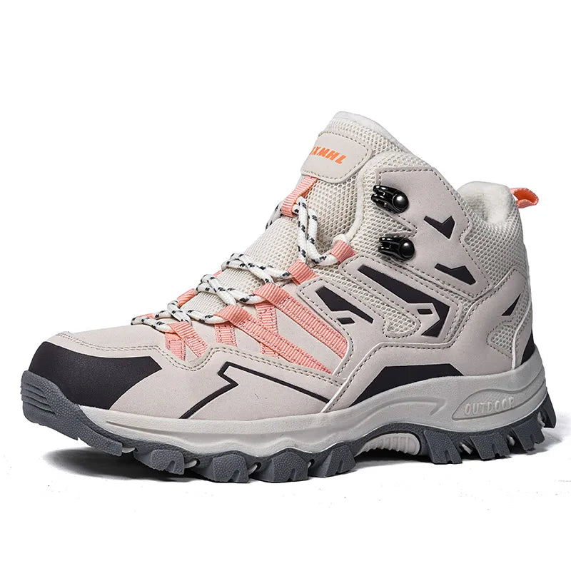 Women's Winter Boots Outdoor Hiking Boots High-top Plus Velvet Warm Hiking Shoes Women's Rainproof And Non-slip Hiking Shoes