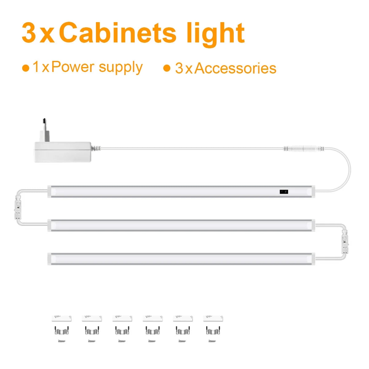 Kitchen Under Cabinet Sensor LED Lighting Kit Linkable LED Bar Light Hand Sweep Dimmable Switch Counter Shelf Workbench Closet