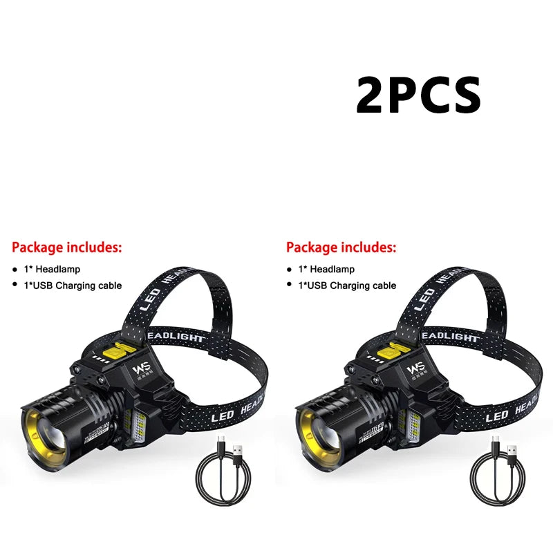 Powerful LED Headlamp Motion Sensor Headlight 18650 Rechargeable COB Head Flashlights High Power Head Lamp Fishing Headlight