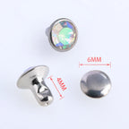 100 Sets 6/8mm Glass Rivets Rhinestone Glitter Crystal AB Silver Edge Stones Studs With Care Rhinestones for DIY Crafts Leather