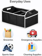 Foldable Car Trunk Organizer 3-Compartment Cargo Storage Bag, Camping Gear & Groceries, Fits All Vehicles, Black