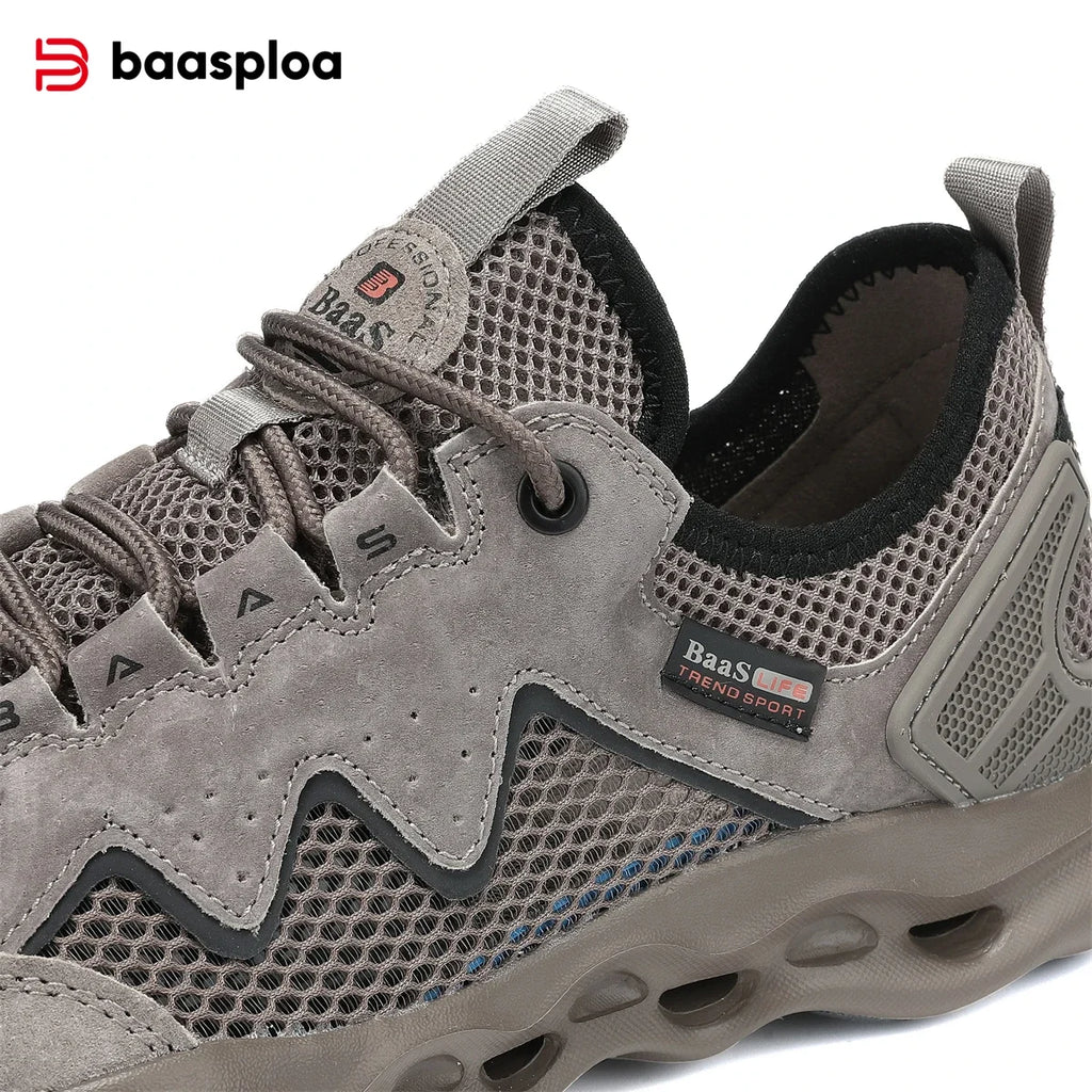 Baasploa Men Hiking Shoes Comfort Breathable River Water Sneakers Male Outdoor Lightweight Casual Walking Shoes Lace-Up