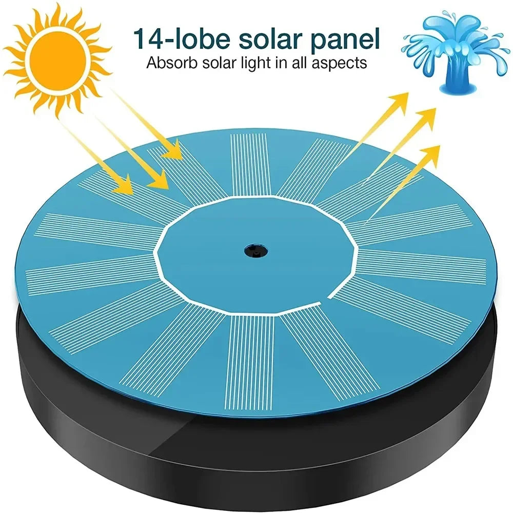 Solar Floating Water Fountain Pump with 8 Nozzles, 13cm/16cm/18cm for Bird Bath Pond