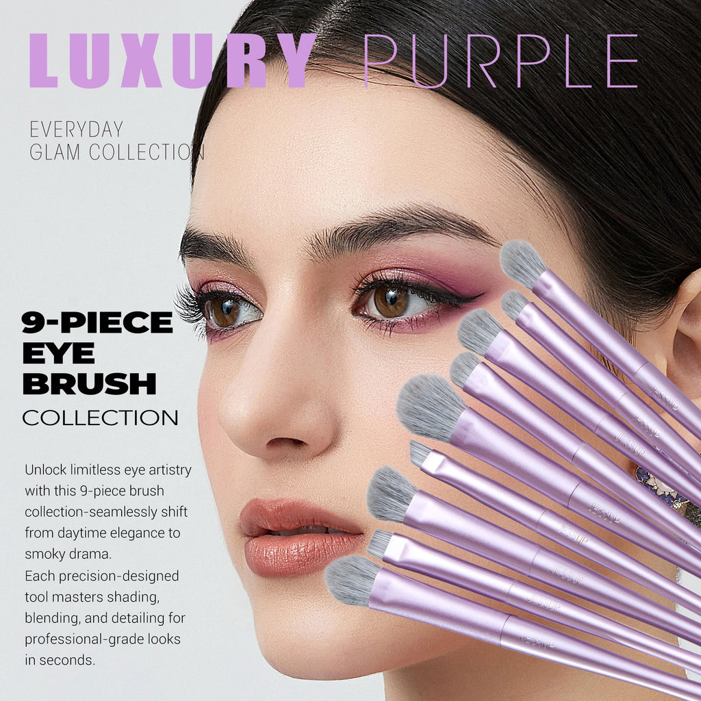 Jessup Makeup Brushes Set 4/6/7/10/14/15pcs Foundation MakeUp Brush,Face Eyeshadow Blending Highlighting Concealer,Luxury Purple
