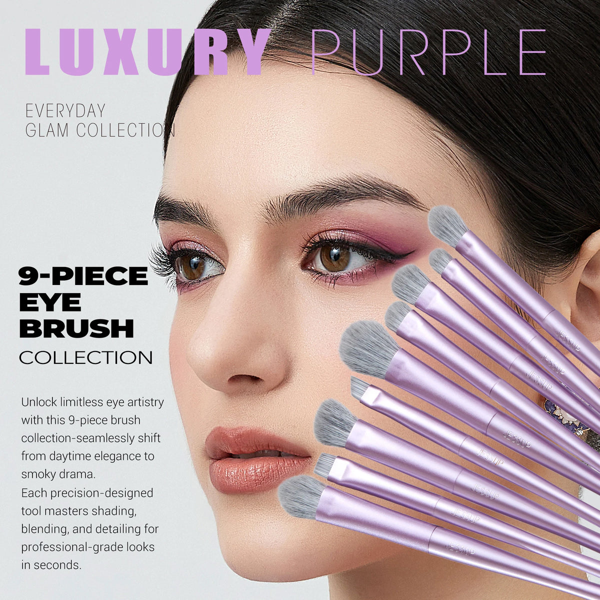 Jessup Makeup Brushes Set 4/6/7/10/14/15pcs Foundation MakeUp Brush,Face Eyeshadow Blending Highlighting Concealer,Luxury Purple