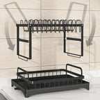 Pink Dish Drying Rack, Kitchen Storage Organiser for Plates & Bowls, Snap-On Design, No-Drill Install, Stylish Kitchen Accessory