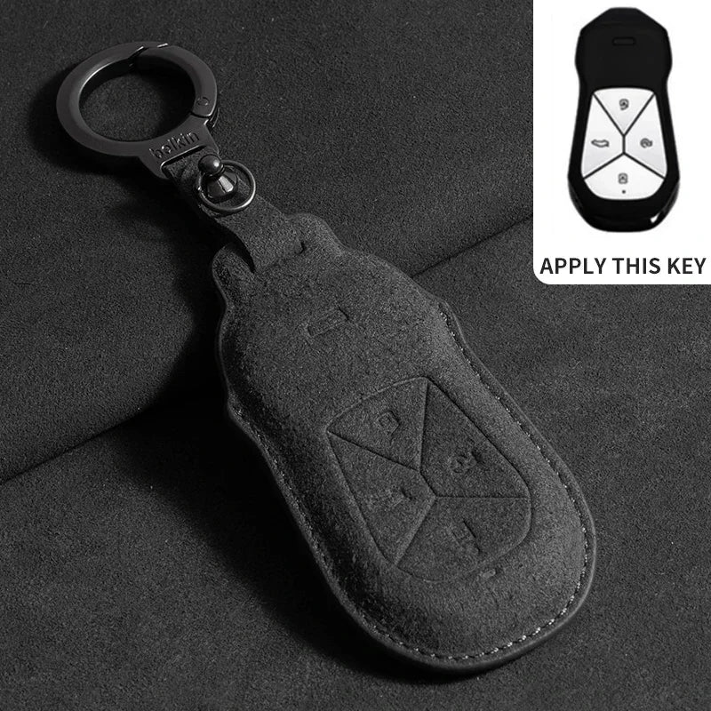 Suede Leather Car Key Case for Xiangpeng Xpeng P5 P7 G3 G6 G9  X2 N5 F30 H93 X9 2019 2020 2021 2022 2023 Remote Fob Shell Case