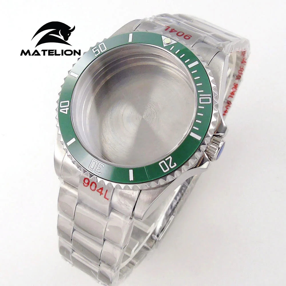 Matelion 20ATM Dive 40mm SUB Case Fit NH35 NH34 GMT ETA 2824 PT5000 Watch Case Steel Bracelet Sapphire 120 Clicks Sliding Buckle