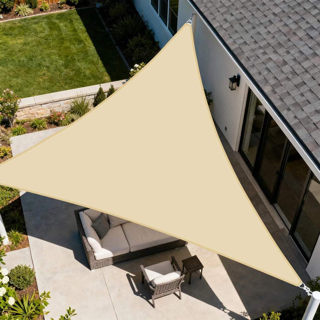 Green Waterproof Triangular Sunshade Sail Sunscreen Cloth Rainproof Awning for Balcony Courtyard Outdoor Shade Solution